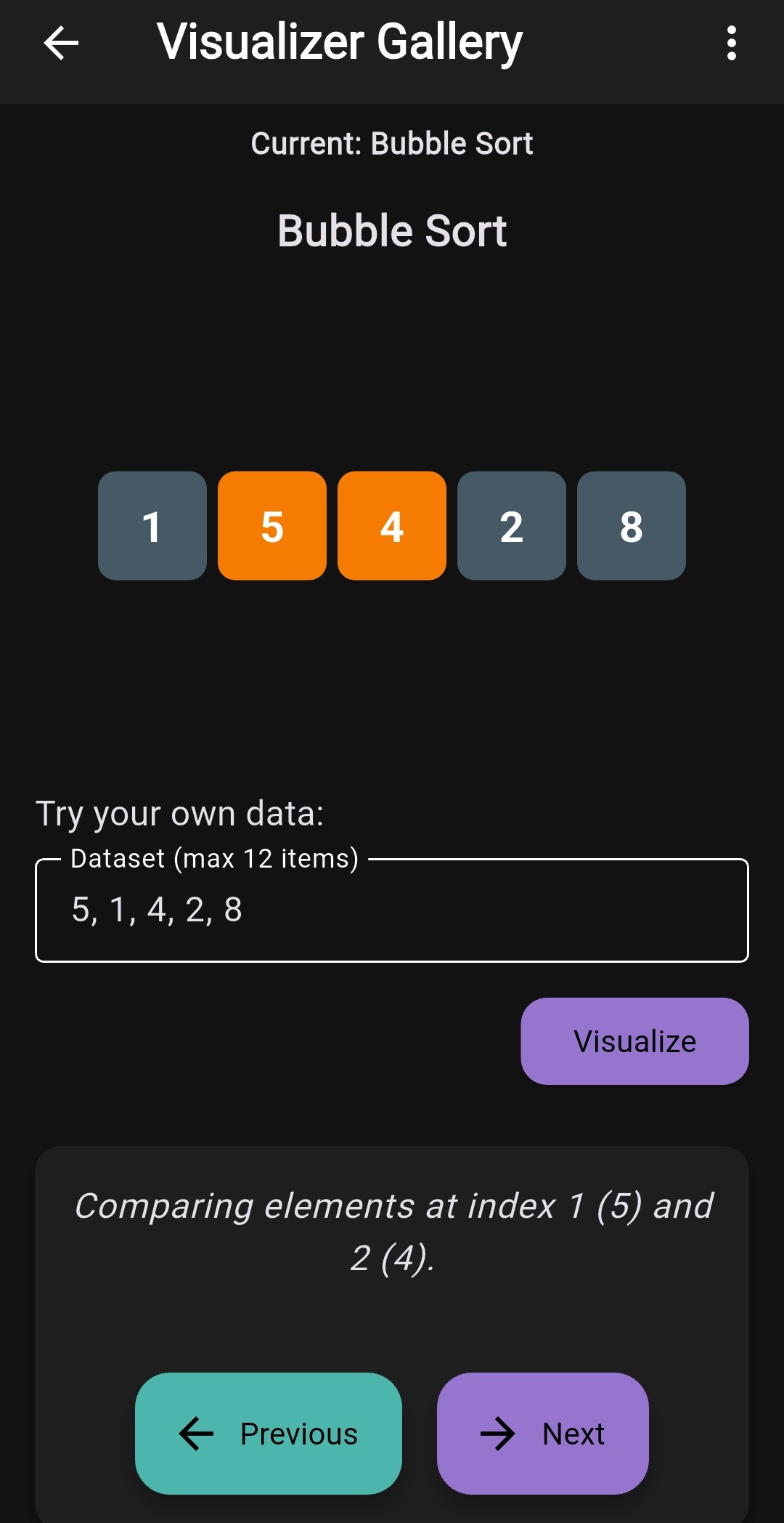 Algorithm Sandbox Visualizer UI - Data Visualization